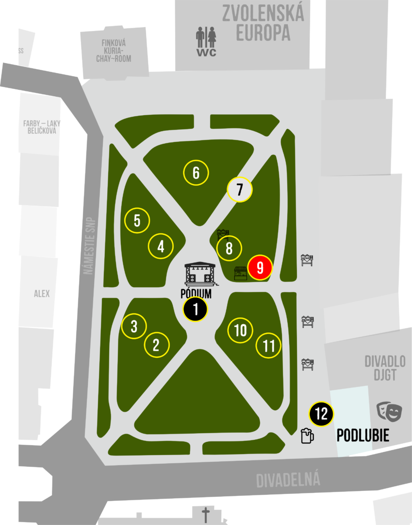 Mapa areálu Festivalu Ľudskosť