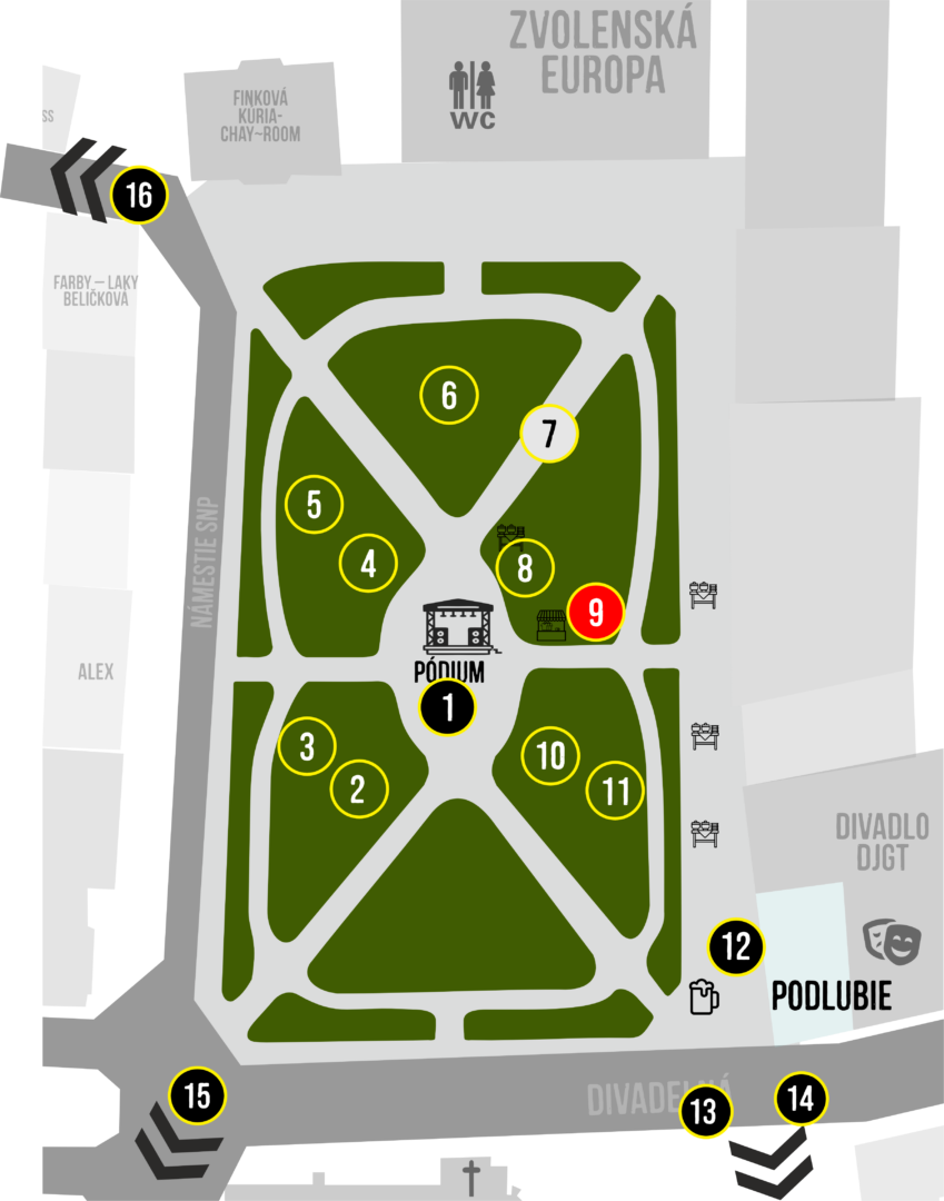 Mapa areálu Festivalu Ľudskosť